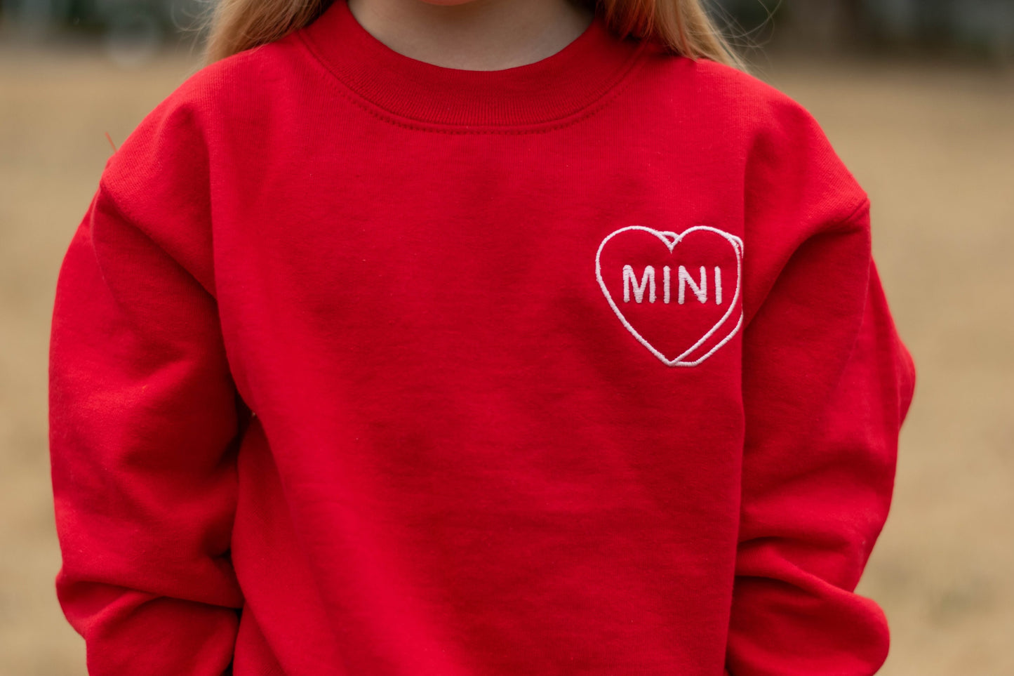Mini Heart Embroidered Youth Crewneck