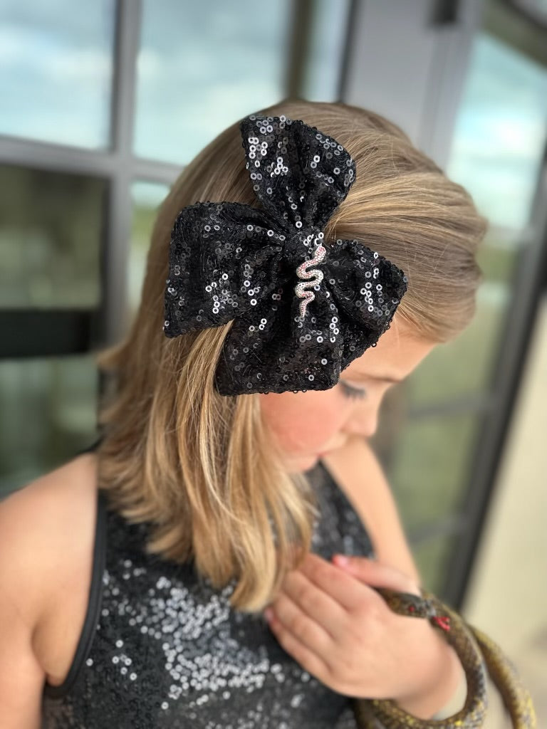 Reputation - Black Sparkle Bow with Snake