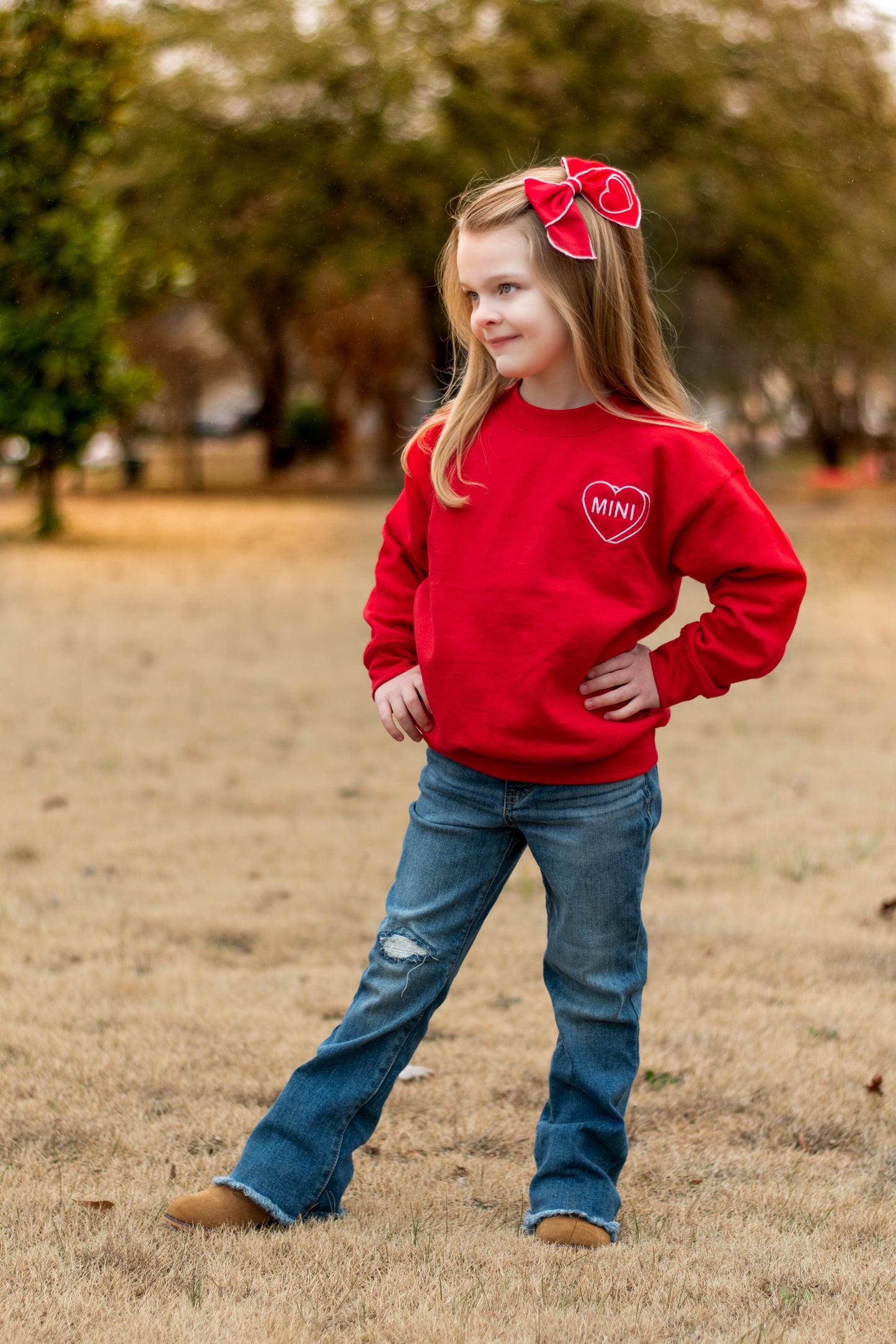 Mini Heart Embroidered Youth Crewneck