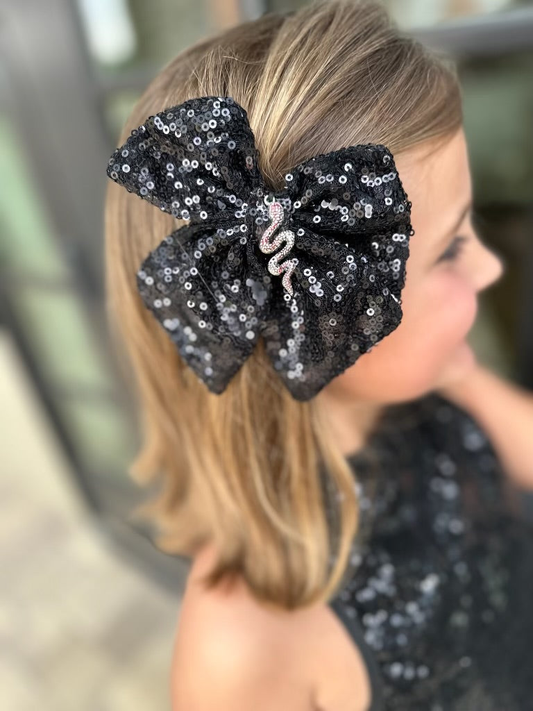 Reputation - Black Sparkle Bow with Snake