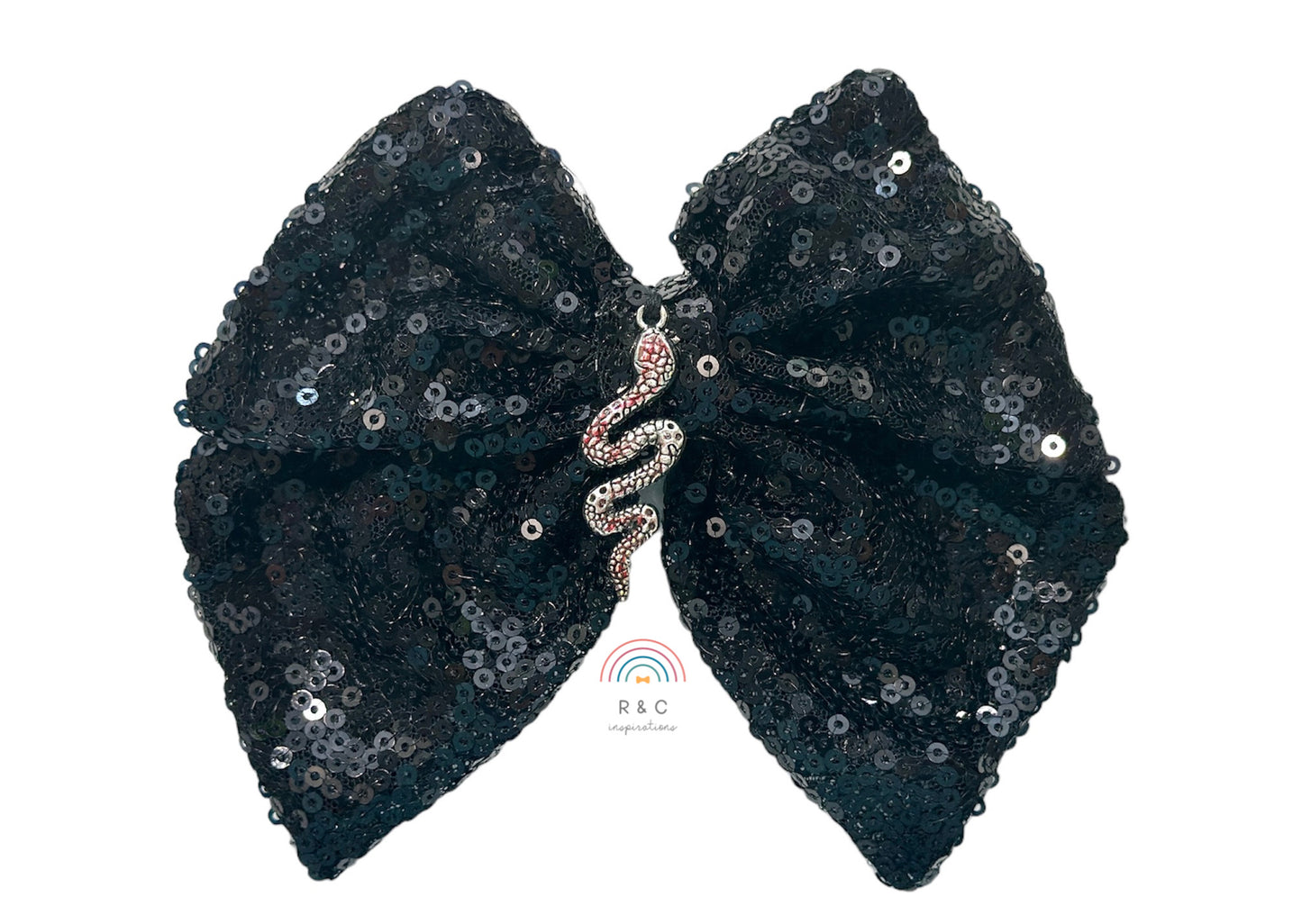 Reputation - Black Sparkle Bow with Snake