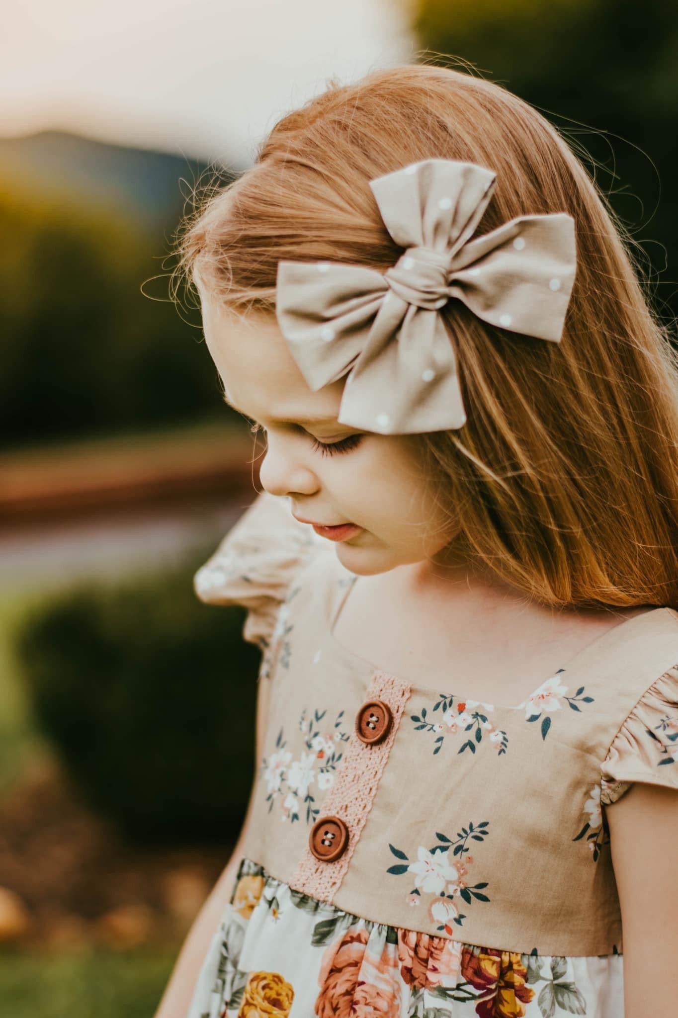 VanLuke Designs ~ Alise Tiered Dress (Tan Polka Dots)