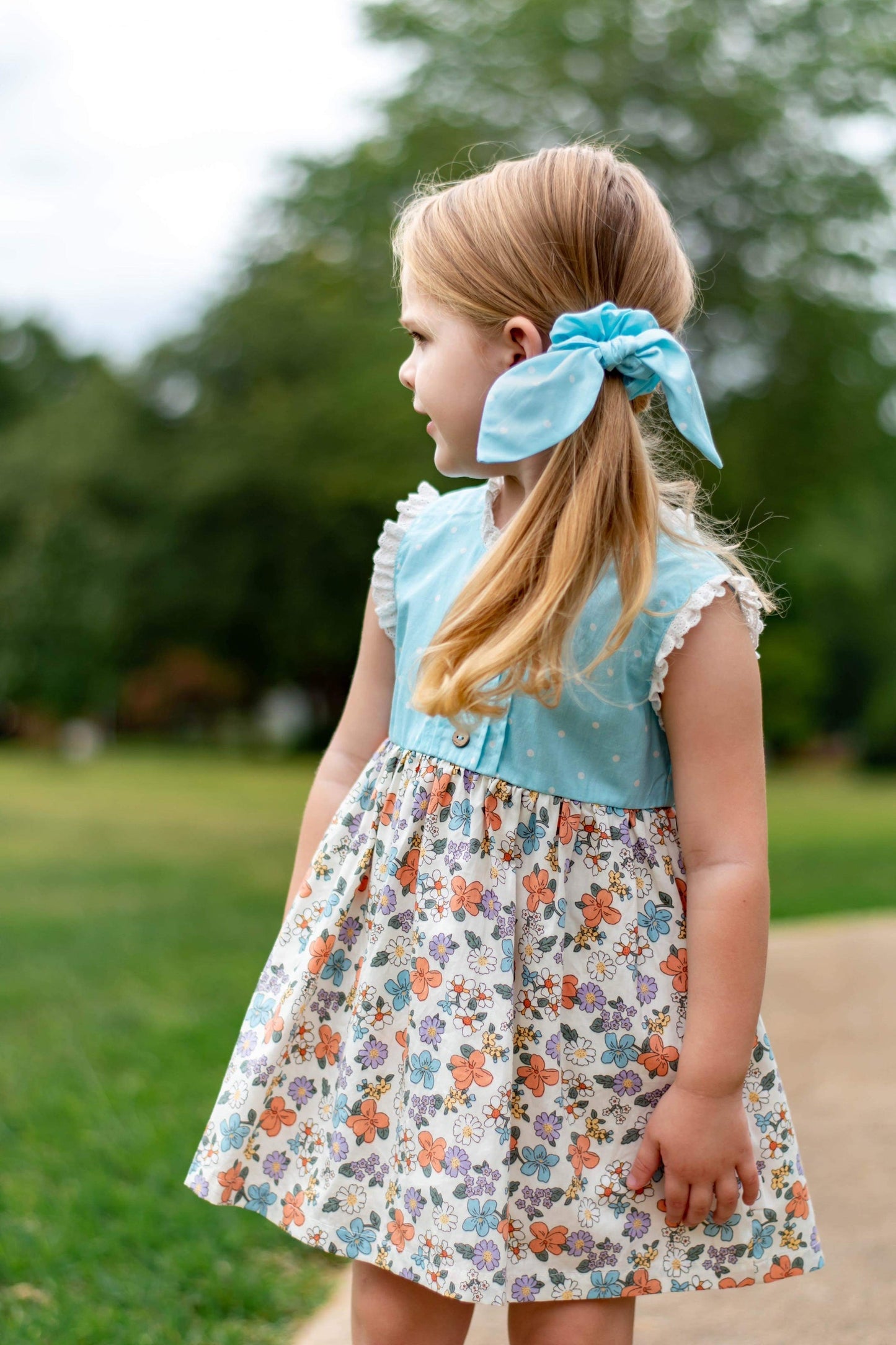VanLuke Designs ~ Jade Dress Polka Dot & Floral (Blue Dot)
