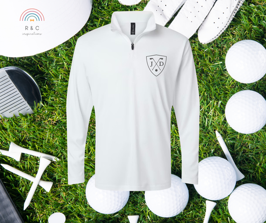 Embroidered Men's Crest Monogram 1/4 Zip