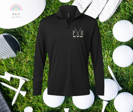 Embroidered Men's Club Monogram 1/4 Zip