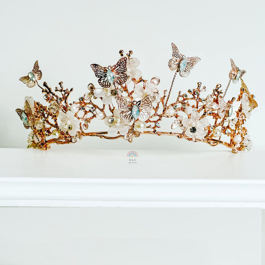 Rose Gold Butterflies Crown